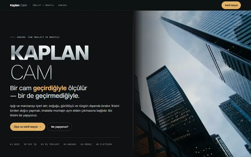 Startseite Kaplan Cam, ein Glasbetrieb aus Ankara.